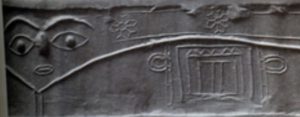 Cylinder seal depicting Inanna as an "eye-goddess"